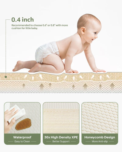 BG-BABYGO Baby Play Mat 50"*78" Foldable Foam Baby Play Mat for Floor Reversible Waterproof Playmats for Babies Boy and Toddlers Infants Edge Reinforcement Crawling Mat for Indoor&Outdoor&Travel
