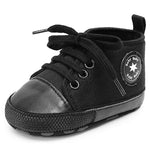 KKIIDDSS Unisex Baby Girls Boys Canvas High-top Shoes, Newborn Infant Anti-Slip Soft Sole Frist Walking Sneakers (A03/Full_Black,12-18 Months)
