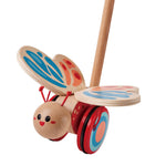 Award Winning Hape Butterfly Wooden Push and Pull Walking Toy, L: 6.3, W: 5.8, H: 22.2 inch, Red