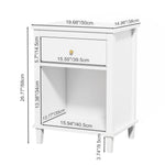 ALYIAMXL Kids Nightstand Modern Kids Bedside Table with One Drawer & Open Storage Shelf Wood End Side Table Toddler Nightstand for Bedroom Living Room (White)