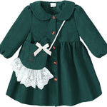 Mioglrie Toddler Girl Fall Dress Baby Girl Winter Clothes 6 12 18 24 Months Outfit Cute Dresses for Girls with Satchel