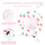 Baby Girl Sun Hat with UPF 50+ Outdoor Adjustable Beach Hat with Wide Brim Bucket Hats (12-24 Months, Strawberry -Pink)