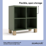 Storkcraft California Cube Organizer Bookcase (Olive with Driftwood) – GREENGUARD Gold Certified Book Shelf for Kids, Premium Wooden Cubbies