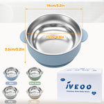 JVEOO 4 Pack Stainless Steel Baby Bowls with Suction, 2-in-1 SUS304 Toddlers Bowl & Removable Silicone Suction Kids Bowl Anti Scald Non Toxic Snack Container for Baby Food Feeding