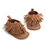 Infant Newborn Baby Girl Summer Anti-Slip Soft Sole Crib Shoes Tassel Moccasin Sandal (0-6 Months, Khaki)