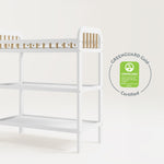 Storkcraft Pasadena Changing Table with Water-Resistant Changing Pad (White with Driftwood) - GREENGUARD Gold Certified, Includes Bonus Water-Resistant Changing Pad with Safety Strap, 2 Open Shelves