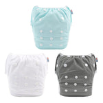 ALVABABY Baby Swim Diapers 3pcs One Size Reuseable Washable & Adjustable for Swimming Lesson & Blue Gray White 3SWY18