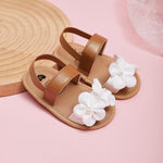 Yibubu Baby Girl Flower Sandals Soft Sole Infant First Walker Shoes, Cute Toddler Summer Sandals with 3D Chiffon Flowers & Elastic Heel Strap for Newborn 0-6 6-12 12-18 Months (6349BW, Infant, Women, 18 Months, Age, US Footwear Size System, 6 Months, Medi