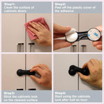 Cabinet Locks for Babies and Child Safety, 4 Pack Childproof Latches with Adhesive for Drawer Cupboards Closet and Pantry Door, Baby Proofing Fridge Lock for Protecting Kids Toddlers and Infants
