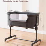 Larex Baby Bassinet, 3 in 1 Bassinets Bedside Sleeper Crib Sleeper for Newborn, Portable Crib Adjustable 7 Height Bedside Bassinet with Mattress and Movable Wheels，Breathable Mattress&Mesh(Dark Grey)