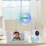 Buradin Baby Monitor, 5'' Screen with 32 Hours 5000mAh Battery, Pan-Tilt-Zoom Video 1080P Baby Monitor with Camera and Audio, Night Vision, VOX, 2-Way Talk, 8 Lullabies and 1200ft Range No WiFi