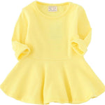 Toddler Baby Girls Long Sleeve Cotton Dress Solid Ruffle Tops