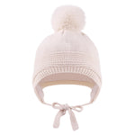 Basic Winter Baby Beanie Gloves Boys Girls Knitted Hat Pompom Kids Earflap Hats Warm Infant Toddler Beanie Mittens Set(Beige(Hat+Gloves),S)