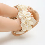 Infant Baby Girl Sandals Summer Floral Princess Mary Jane Wedding Dress Shoes with Floral Headband for Infant, Newborn, Toddlers