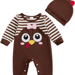 Ledy Champswiin 2Pcs Neutral Outfits Newborn Baby Boy Girl Pumpkin Romper Jumpsuit My 1st Halloween Clothes with Hat