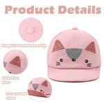JANGANNSA Baby Hat Infant Toddler Sun Cap Boys Girls Baseball Caps Cartoon Fox Spring Summer 3-18 Months (Pink Fox)