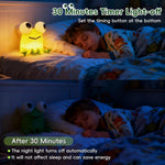 Frog Night Light with Big Eyes, Soft Silicone Nursery Night Light for Kids, Rechargeable Dimmable Frog Lamp with Timer, Room Decor Kawaii Toys and Gifts for Boys and Girls