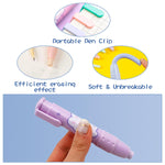 Cute Pencil Erasers, Kids Retractable Erasers with Refills, Standard Pen-Style Erasers, Fun Click Erasers, Kawaii Japanese Stationery Supplies (Purple)