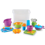 Learning Resources New Sprouts Classroom Kitchen Set - Kids Kitchen Playset, Pretend Play Food Toys for Toddlers, Toddler Learning Toys, Kids Cooking Sets and Accessories, Preschool and Homeschool Toy
