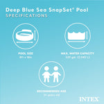 Intex Deep Sea Blue 8 Feet x 18 Inch SnapSet Instant Round Plastic Above Ground Swimming Kiddie Pool for Ages 3 Years and Up, Blue
