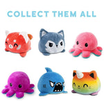 TeeTurtle - The Original Reversible Octopus Plushie - Happy Blue + Sad Light Blue - Cute Sensory Fidget Stuffed Animals That Show Your Mood 4 inch