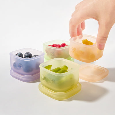 Olababy Clear Sense Silicone Storage Containers 4pk for Baby Food, Snacks, Formula, Puree, Sauce & More | Micro Plastic & BPA-Free | Daycare Essentials for Toddlers and Kids (Lilac, 2 oz / 60 ml)