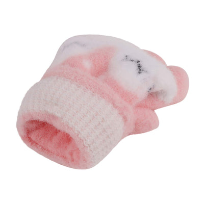 PURFUN Toddler Babies Cartoon Elk Short Gloves Girls Winter Warm Knitted Half Finger Gloves with Flip Top, Kids Cozy Thicken Christmas Elk Full-Fingered Gloves Hands Warmer Mittens for 1-3 Yrs