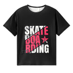 PATPAT Boys Graphic T-Shirts Size 8-9 Years Black Short Sleeve Crewneck Letter Print Tees Kids Casual Hippies Clothes