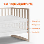 MAMAZING EvoNook 6-in-1 Convertible Mini Crib, 100% New Zealand Wood, Portable Mini Cribs with Wheels for Small Spaces, GREENGUARD Gold Certified, Washed Natural