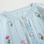 Baby Girls Cotton Cardigan Spring Autumn Thin Sweater Kids Long Sleeve Coat Top Sky Blue