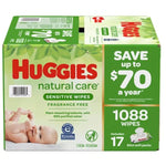 Huggies Natural Care Sensitive Baby Wipes, Unscented, Hypoallergenic, 6 Flip-Top Packs (288 Wipes Total)