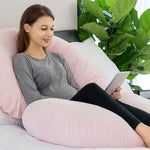 INSEN Pregnancy Pillow,Maternity Body Pillow with Velvet Cover,C Shaped Body Pillow for Sleeping (Cozy Velvet-Pink)