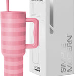 Simple Modern 40 oz Trek Tumbler with Handle and Straw Lid | Cup Holder Friendly Insulated Stainless Steel Travel Mug | Almond Birch