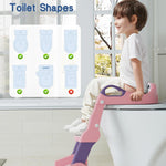 Potty Training Seat, Toddler Potty Training Toilet, Upgrade 2 In 1 Toddler Toilet Seat with Steps Stool Splash Guard and Anti-Slip Pad Soft Cushion, Potty Seats for Toddlers Baby Kids (Pink)