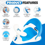 Baby Bath Seat for Babies 6 Months & Up Sitting Up | Non-Slip Bath Seat with Safety Suction Cups & Temperature Alert, Baby Bath Seat for Tub, Shower & Bathtub (Blue)