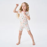 pureborn Baby Girl Pajamas Set Kids Short Sleeve Snug Fit Cotton Sleepwear Pjs 2pcs Set Rabbit Floral 12-18 Months