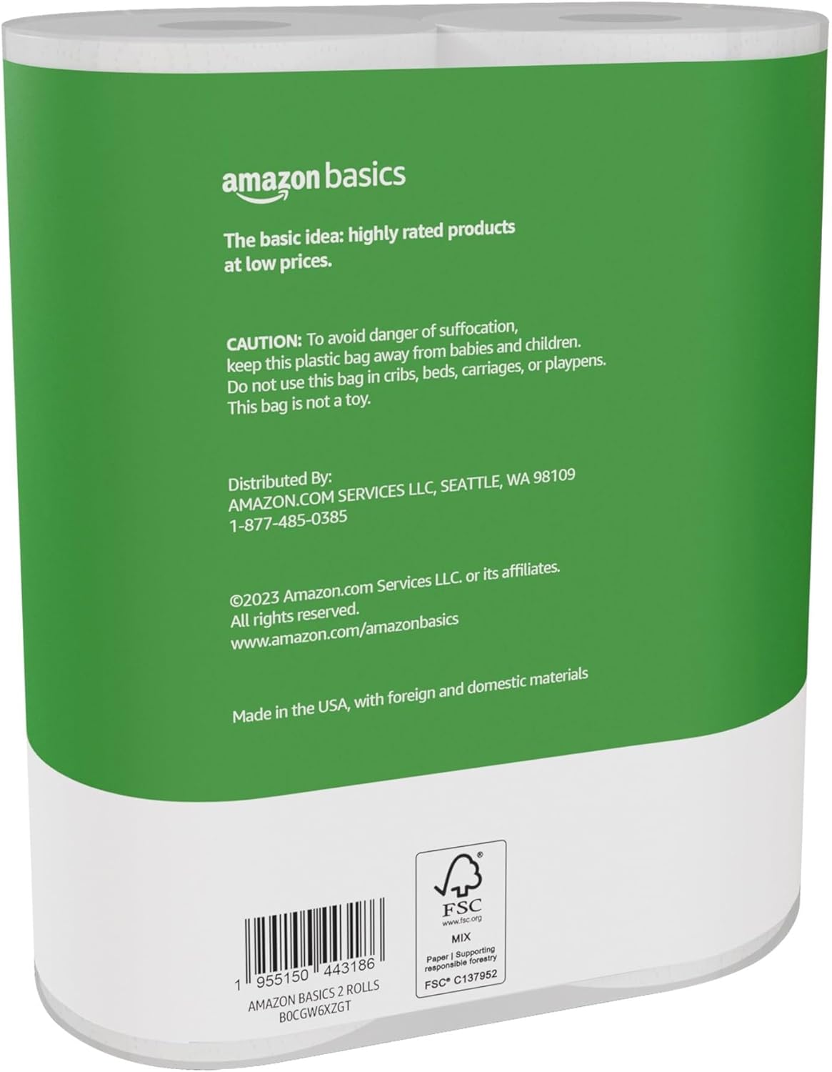 Amazon Basics 2-Ply Flex-Sheets Paper Towels, 2 Basics Rolls = 5 Regular Rolls, Everyday Value with 150 Sheets per Roll