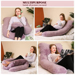 Chilling Home Pregnancy Pillow, U Shape Pregnancy Pillows for Sleeping, 55in Body Pillow for Sleeping, Body Pillows for Adults, Maternity Pillow, Velvet Removable Cover, Pink