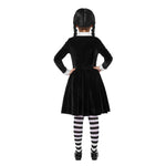 Spooktacular Creations Girls Collar Black Dress, School Girl Costume with Wig, Long Sleeve Velvet Skater Dress for Kids Toddler Halloween, Cosplay Themed Party (Medium, 8-10 yrs)
