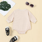 Youweixiong Newborn Baby Boy Girl Romper Bubble Long Sleeve Little Bean Print Bodysuit Ovesized Sweatshirt Casual Shirts Top Infant Fall Winter Clothes (a-Apricot, 0-3 Months)