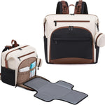 LOVEVOOK Diaper Bag Backpack, Baby Bag with Changing pad, Waterproof Diaper Backpack for Mom Dad, cute Mommy Bag for Boy and Girl, Travel Essential Baby Registry Shower, Black-White-Brown