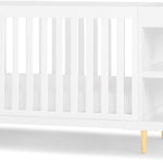 Delta Children Essex 4-in-1 Convertible Baby Crib, Bianca White with Natural Legs