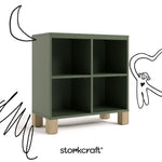 Storkcraft California Cube Organizer Bookcase (Olive with Driftwood) – GREENGUARD Gold Certified Book Shelf for Kids, Premium Wooden Cubbies