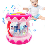 WSJKPA Baby Toys Carousel Rotating Light Up Infant Toys, Musical Crawling Toy for Toddlers (Pink, 18+ Months - 3 Years, 2 AA Batteries)