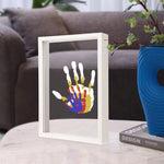 CHERRY CHEERS Family Handprint Kit, DIY Craft Keepsake Wooden Frame, Endless Gift Set, Non-Toxic Paints, Transparent Sheets (White)