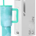 Simple Modern 40 oz Trek Tumbler with Handle and Straw Lid | Cup Holder Friendly Insulated Stainless Steel Travel Mug | Almond Birch