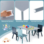 Costzon Kids Table and Chairs, 5 Pieces Desk Set with Toys Bricks for Playing, Dinning, Drawing, Toddler Table and Chair Set for 3-7 Years Old Boys Girls