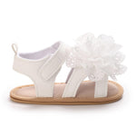Covvoliy Infant Baby Girls Sandals PU Leather Non-slip Open Toe Summer Sandals Flower Toddler First Walkers Shoes (White Flower, 0_months-6_months)