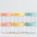 Yodecy 6 Pack Glass Food Storage Containers - 4 oz Food Storage Jars With Lids, 4 oz Mason Jars, Food Maker, Microwave, Dishwasher & Freezer Safe
