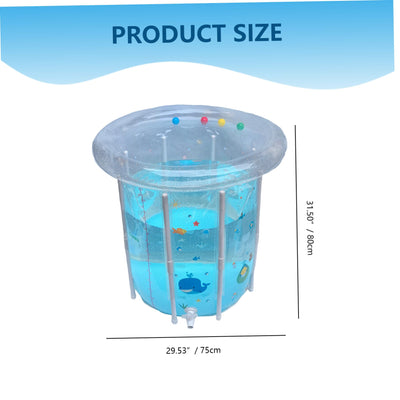 Kiddie Pool 29.5x31.5in Inflatable Baby Pool Cartoon Pattern Baby Swimming with Drainage Transparent Sealed PVC Cooling Toddler for Hot Days, Swimming Pools